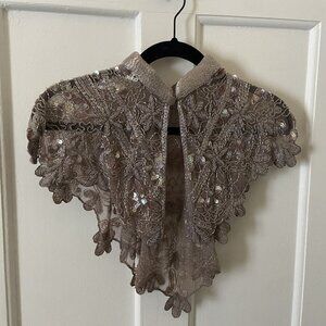 Pink & Gray Iridescent Handmade Beaded Luxe Butterfly Flower Capelet